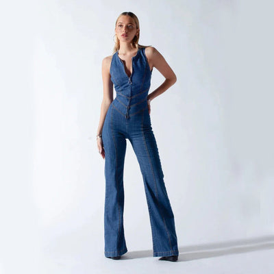 Women's Modern Style Denim Jumpsuit