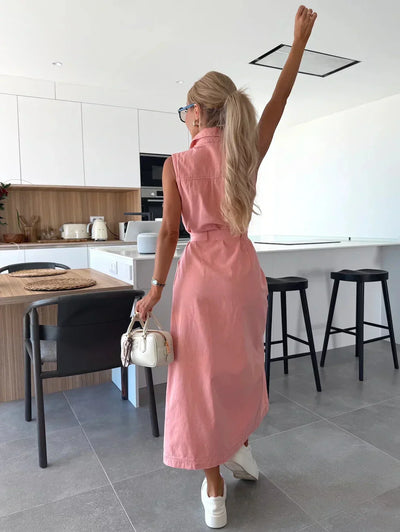 Elviera | Sleeveless Button Maxi Dress