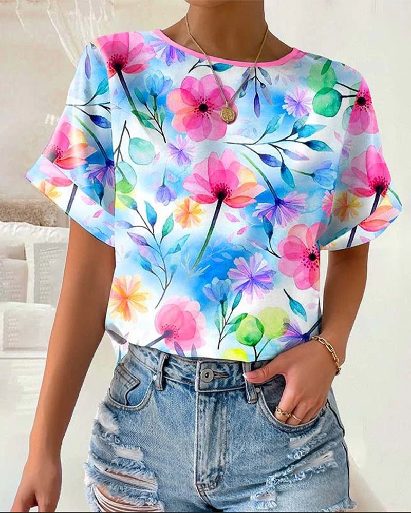 Aliar | Floral Crew Neck Blouse