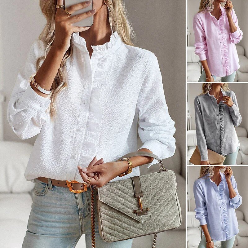 Delina | Ruffled Button-Up Blouse