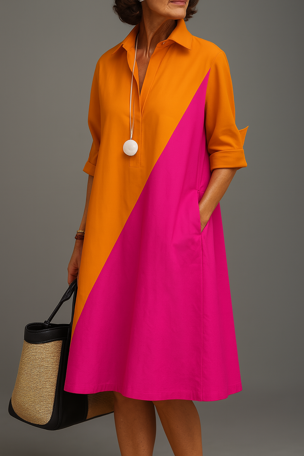 Carmela | Colorblock A-Line Midi Dress