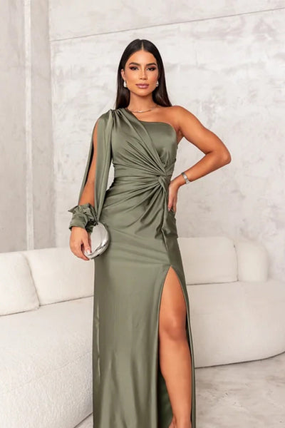 Valencia | One-Shoulder Satin Evening Gown