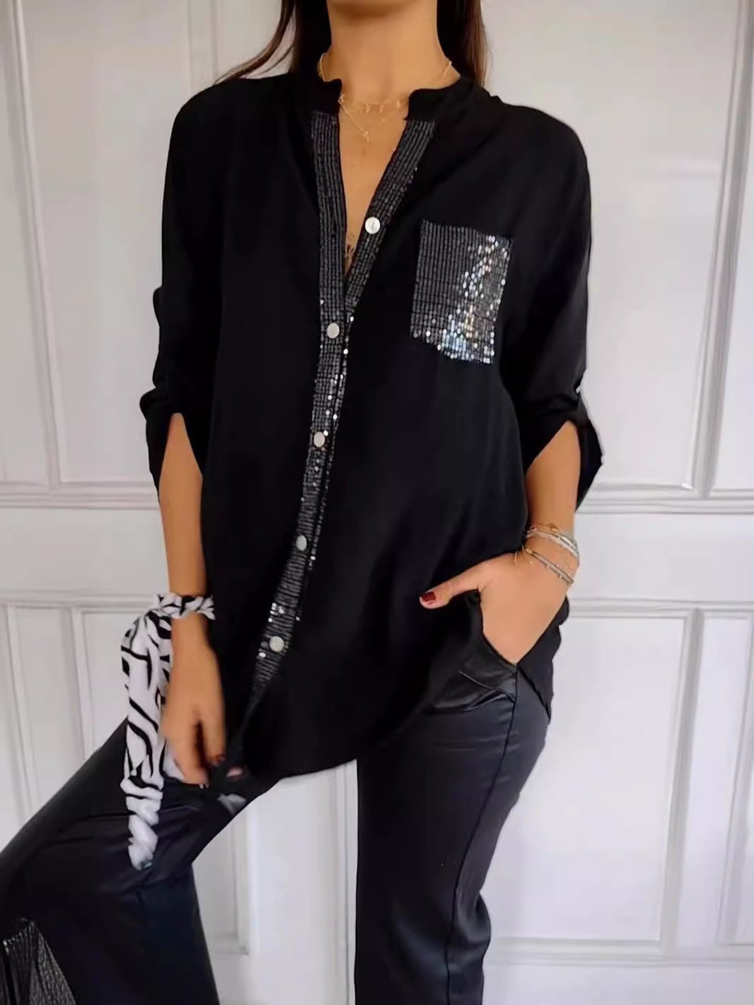 Isabeau | Chic Sequin Detail Blouse
