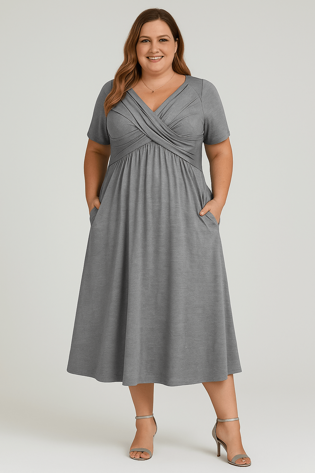 Elsie | Pleated Tummy Covering Midi Dress