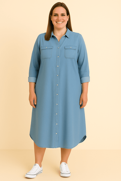 Evelyn | Denim Tummy Covering Dress