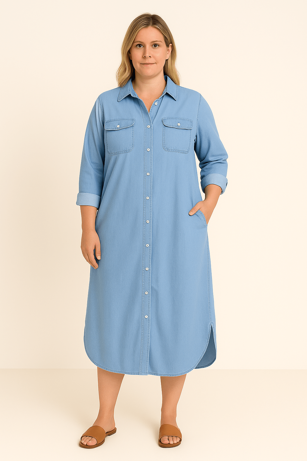 Evelyn | Denim Tummy Covering Dress