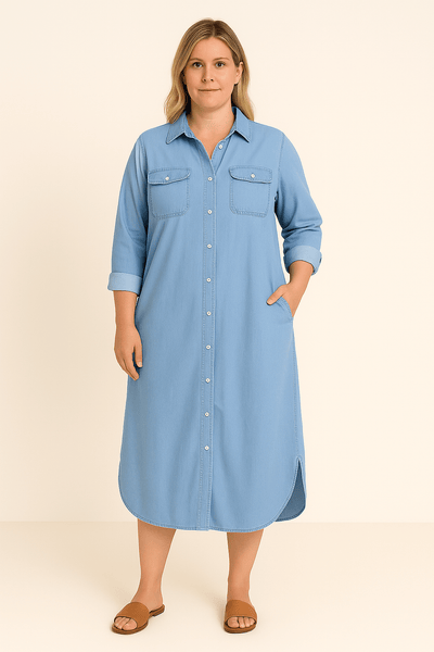 Evelyn | Denim Tummy Covering Dress
