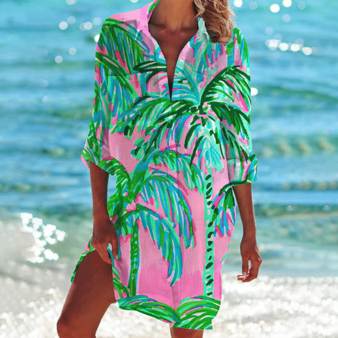 Kaelina | Lightweight Button Beach Cover-Up