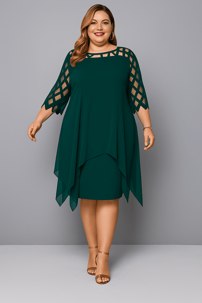 Hazel | Elegant Lace Sleeve Tummy Covering Dress