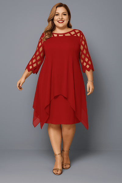 Hazel | Elegant Lace Sleeve Tummy Covering Dress