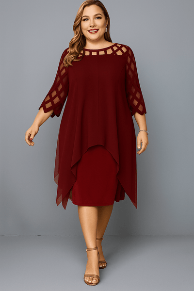 Hazel | Elegant Lace Sleeve Tummy Covering Dress