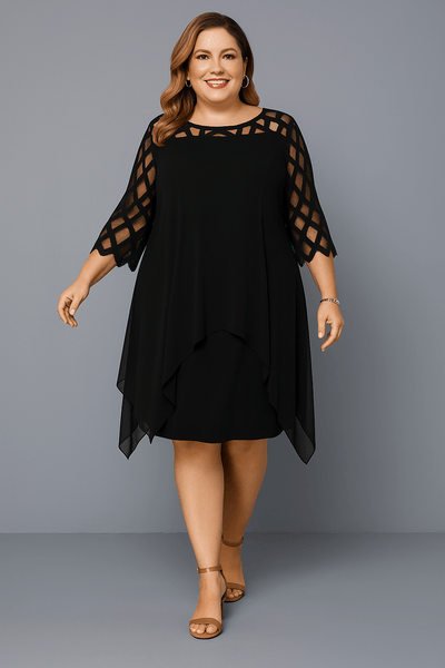 Hazel | Elegant Lace Sleeve Tummy Covering Dress