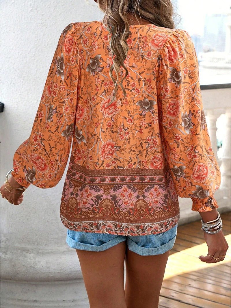 Maelis | Floral Boho Peasant Blouse