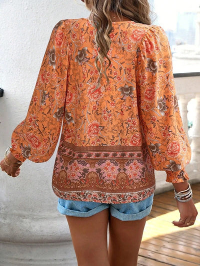 Maelis | Floral Boho Peasant Blouse