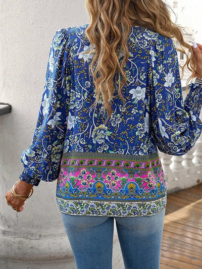 Maelis | Floral Boho Peasant Blouse