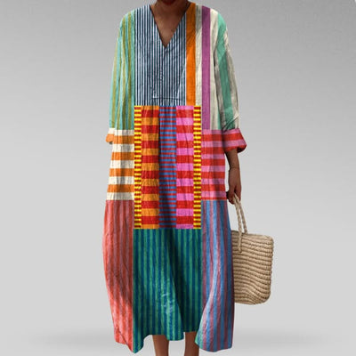 Selara | Bohemian Chevron Maxi Dress
