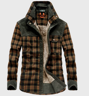 Retro Style Checkered Winter Jacket for Men