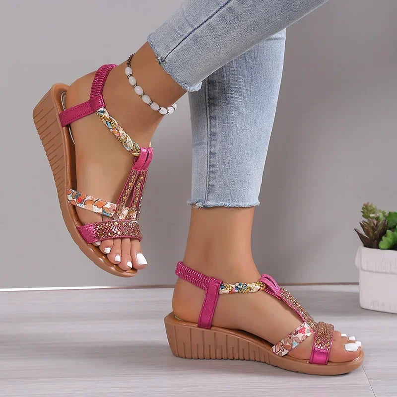 Seraphina | Boho Beaded Wedge Sandals