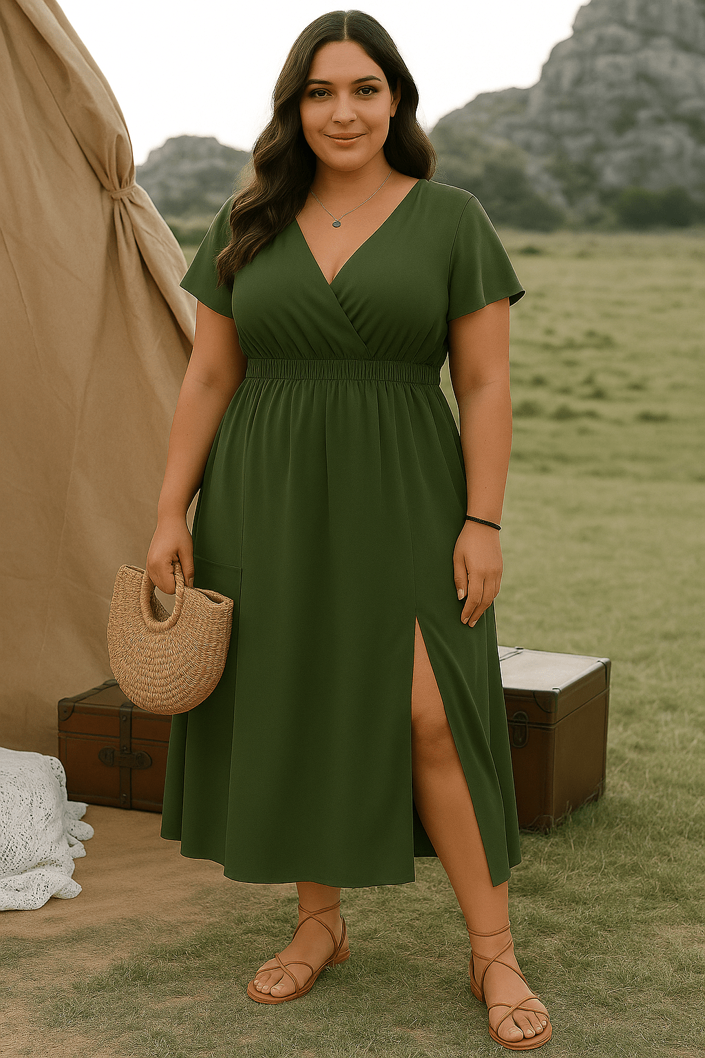 Isabella | Casual V-Neck Tummy Covering Dress