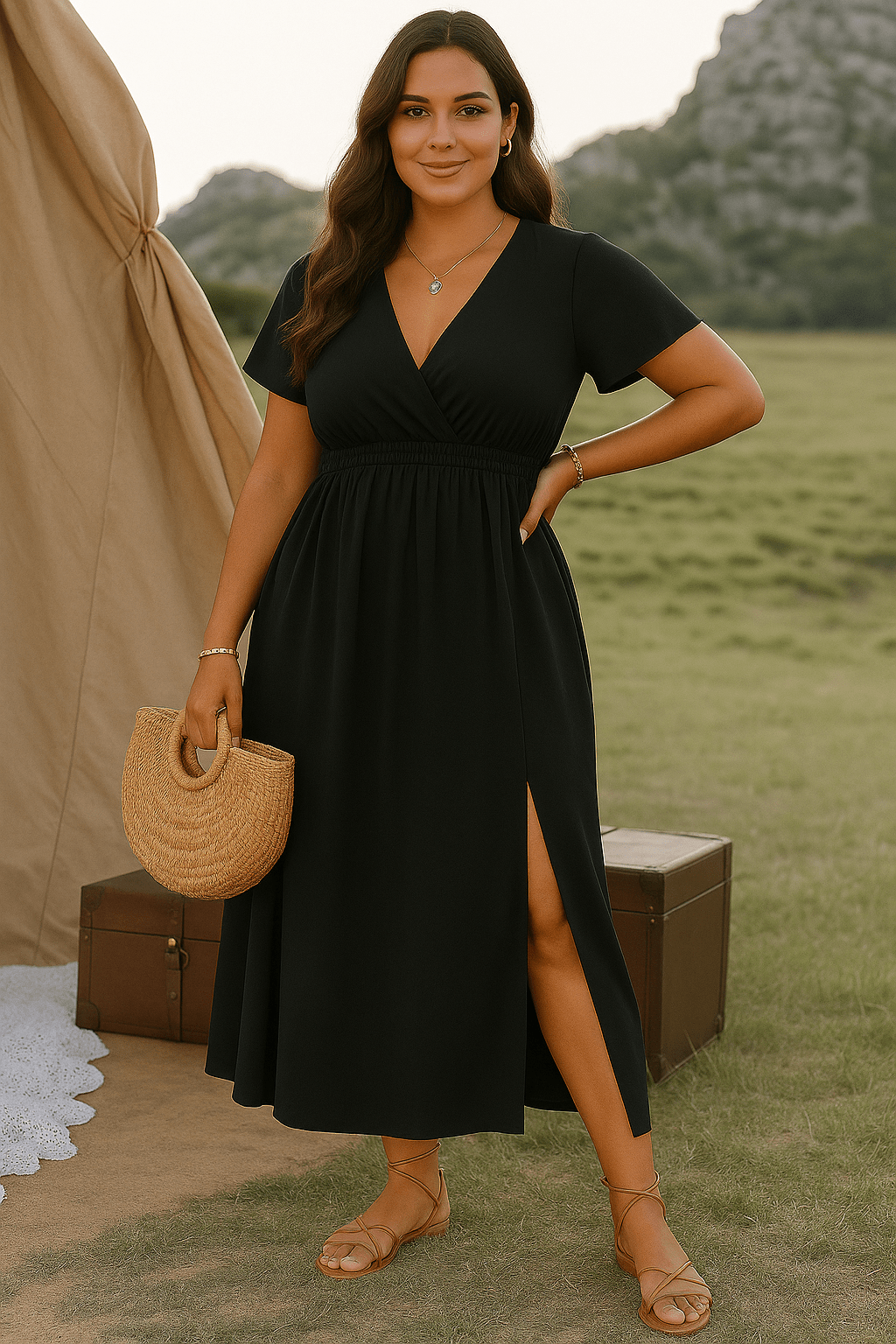 Isabella | Casual V-Neck Tummy Covering Dress