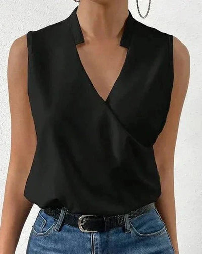 Selene | Sleeveless Wrap Neck Blouse