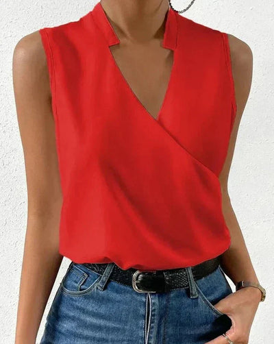 Selene | Sleeveless Wrap Neck Blouse
