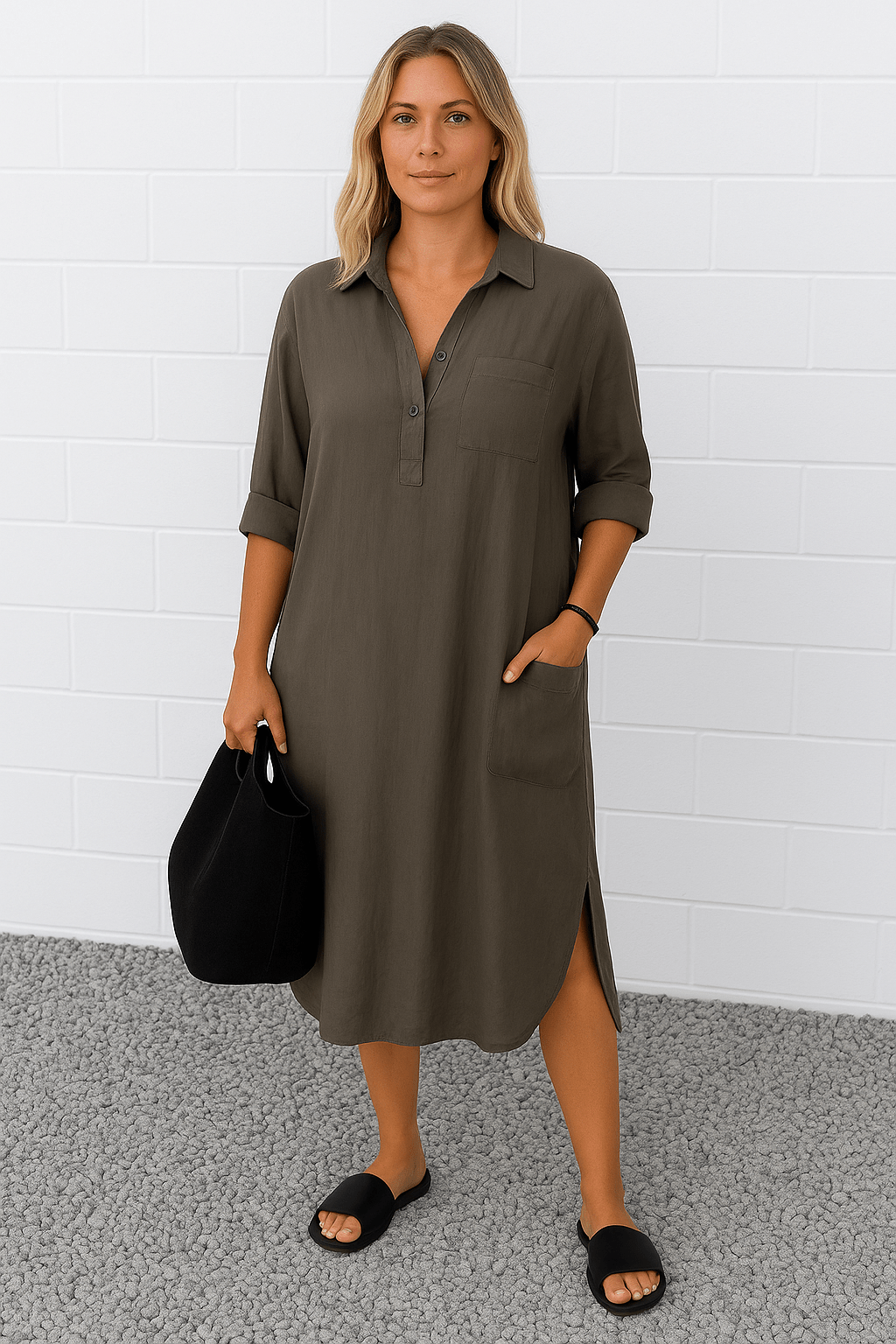 Luna | Half-Button Everyday Tummy Covering Dress