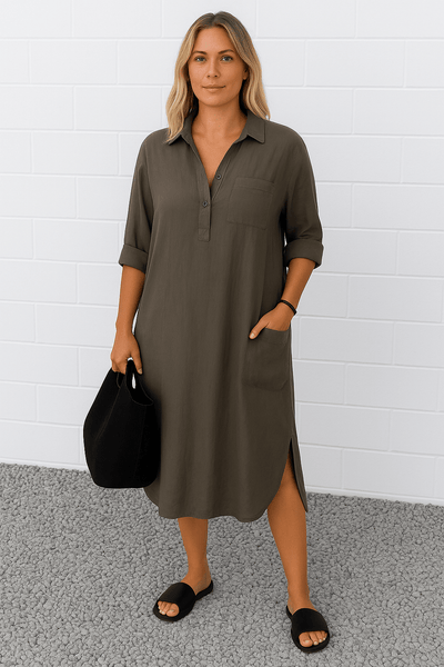 Luna | Half-Button Everyday Tummy Covering Dress
