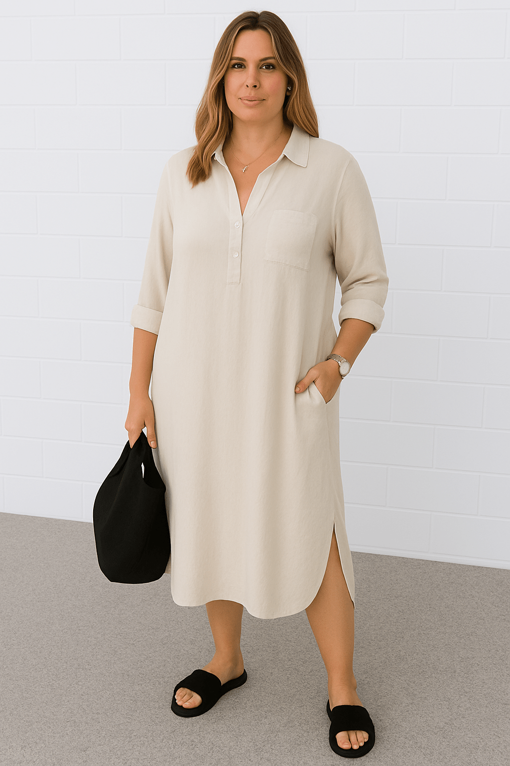 Luna | Half-Button Everyday Tummy Covering Dress