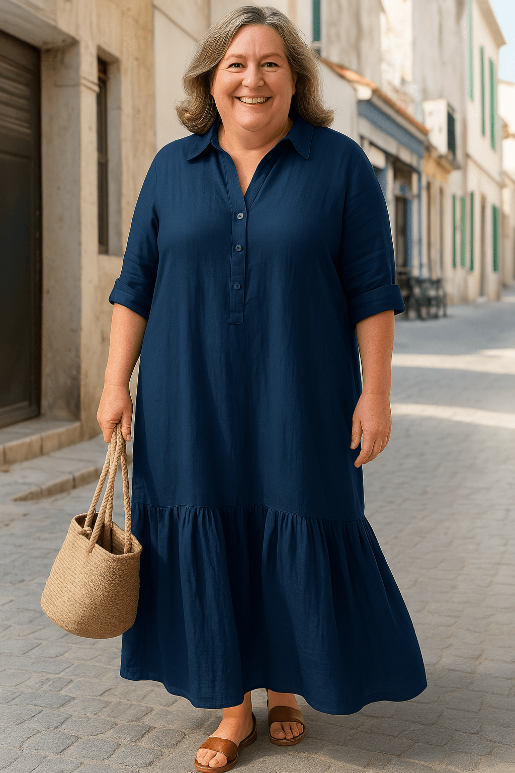 Maeve | Relaxed Half-Button Tummy Covering Dress