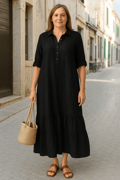 Maeve | Relaxed Half-Button Tummy Covering Dress