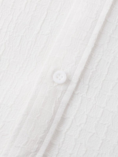 Men's irregular texture striped solid color casual short-sleeved shirt