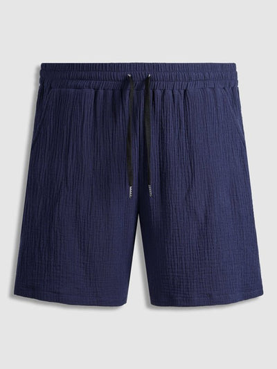 Men's pleated textured solid color short sleeve set