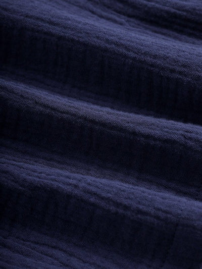 Men's pleated textured solid color short sleeve set