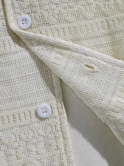 Men's Sexy Hollow Cuban Collar Button Short Sleeve Shirt