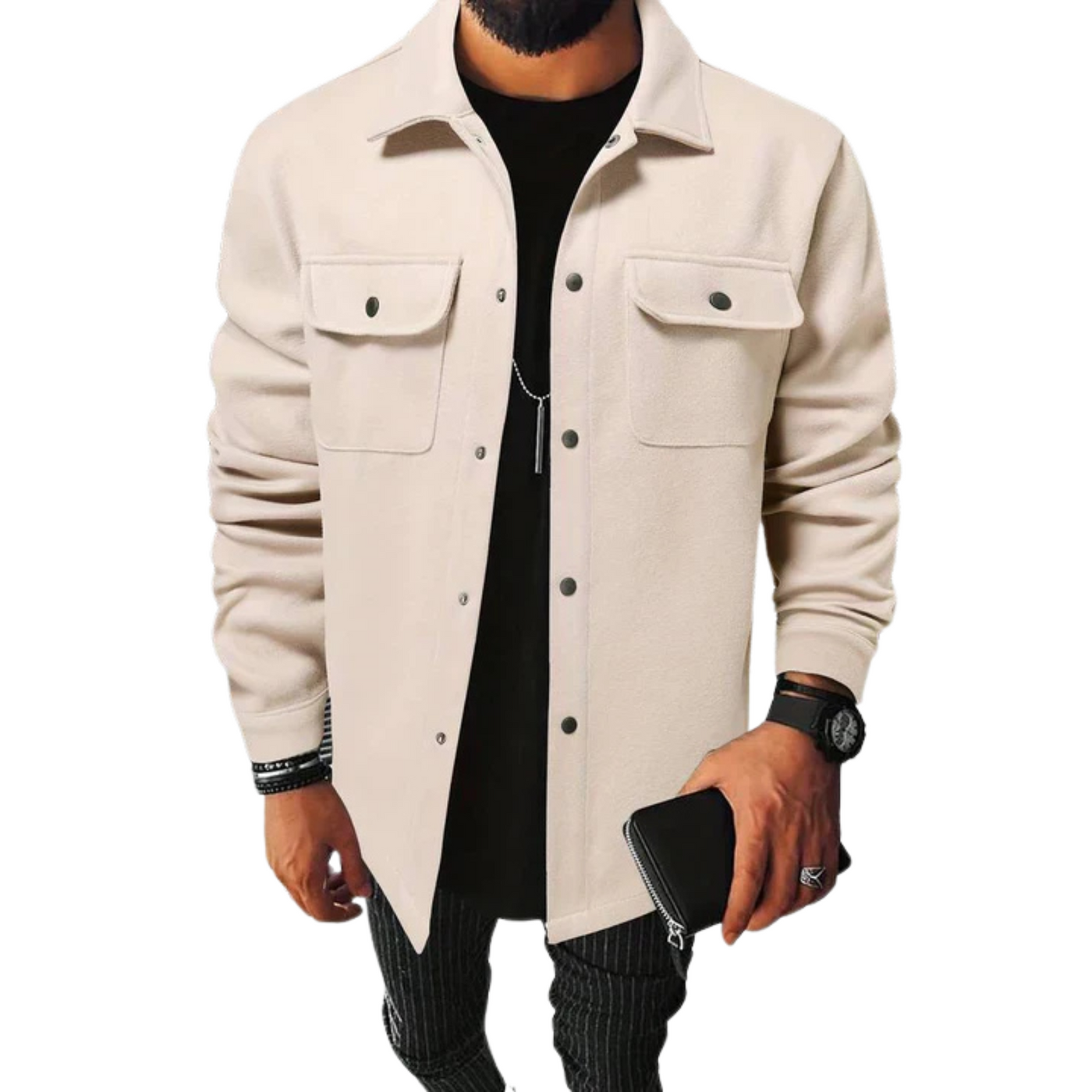 Men's Shirt Jacket with Buttoned Closure