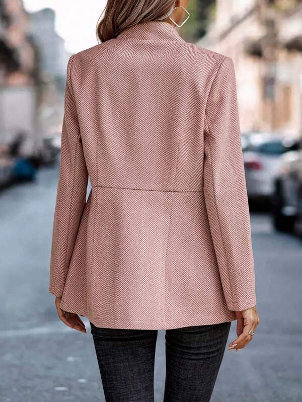 Modern Pink Plain Long-sleeved Women's Blazer Jacket