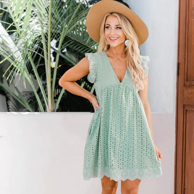 Elara | Sleeveless Eyelet Summer Dress