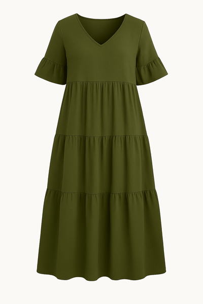 Sadie | Elegant V-Neck Tummy Covering Dress