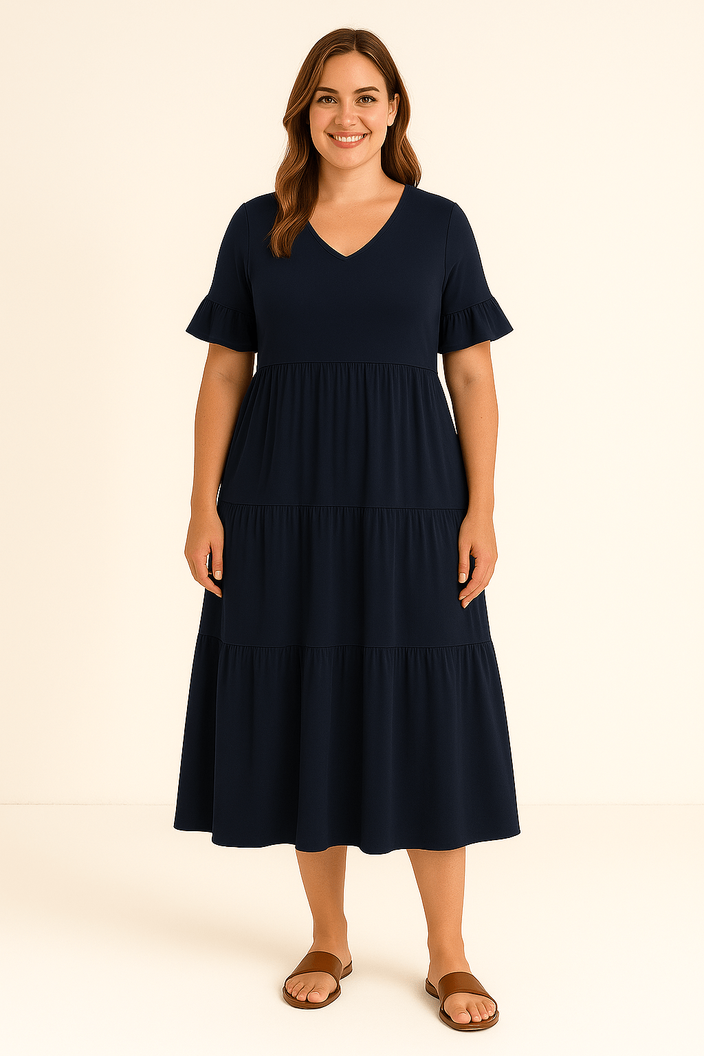 Sadie | Elegant V-Neck Tummy Covering Dress