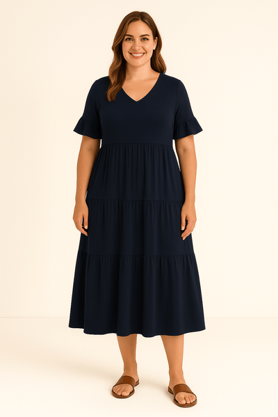 Sadie | Elegant V-Neck Tummy Covering Dress