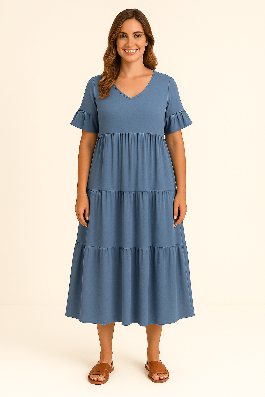 Sadie | Elegant V-Neck Tummy Covering Dress