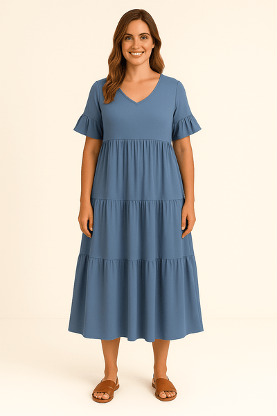 Sadie | Elegant V-Neck Tummy Covering Dress