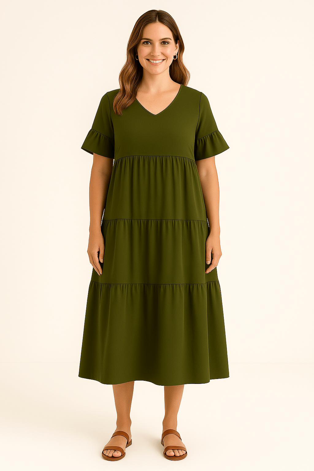 Sadie | Elegant V-Neck Tummy Covering Dress