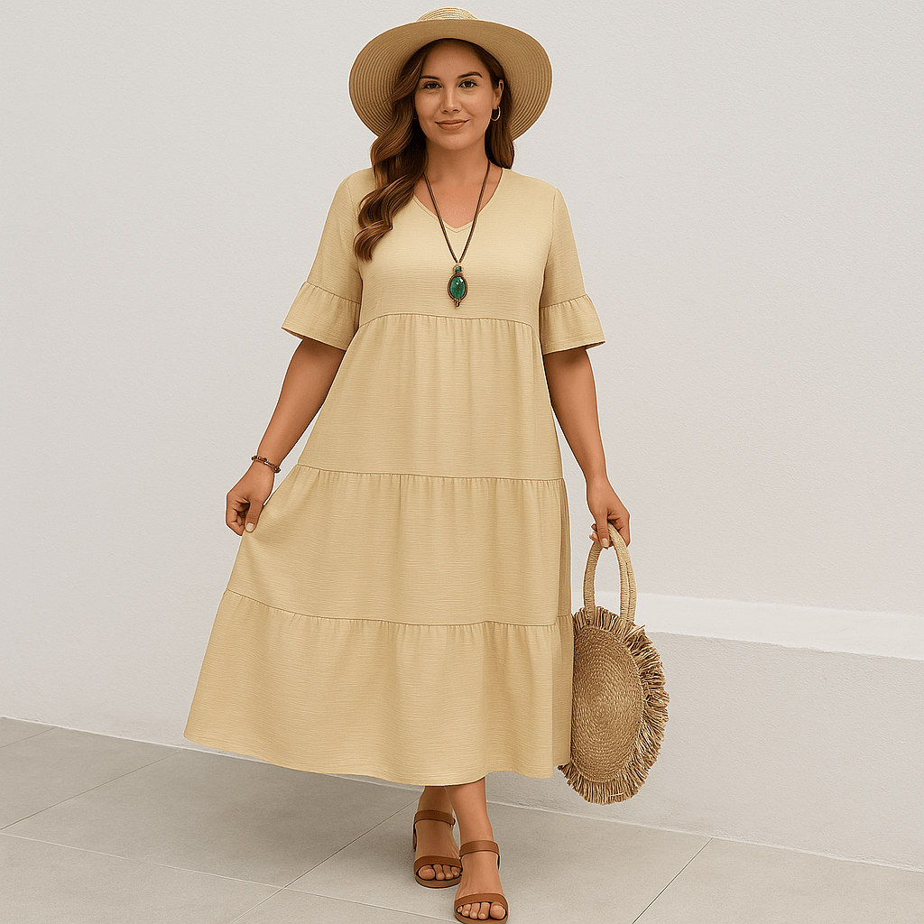 Sadie | Elegant V-Neck Tummy Covering Dress