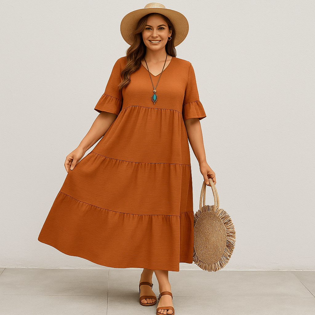 Sadie | Elegant V-Neck Tummy Covering Dress