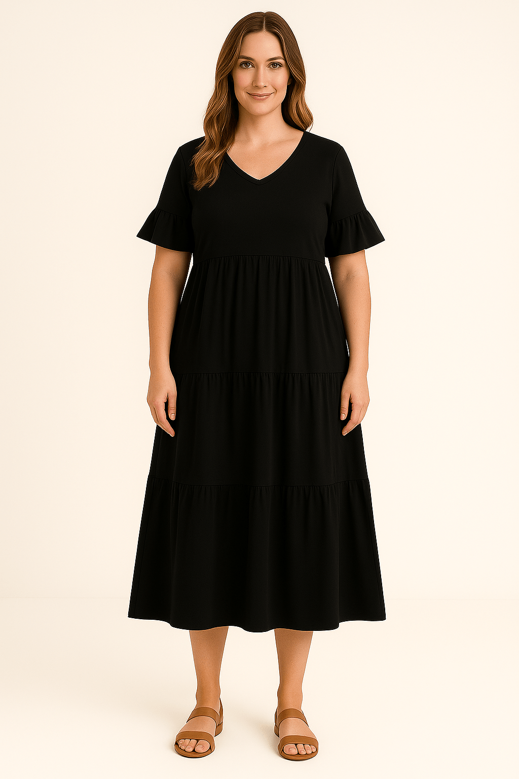 Sadie | Elegant V-Neck Tummy Covering Dress