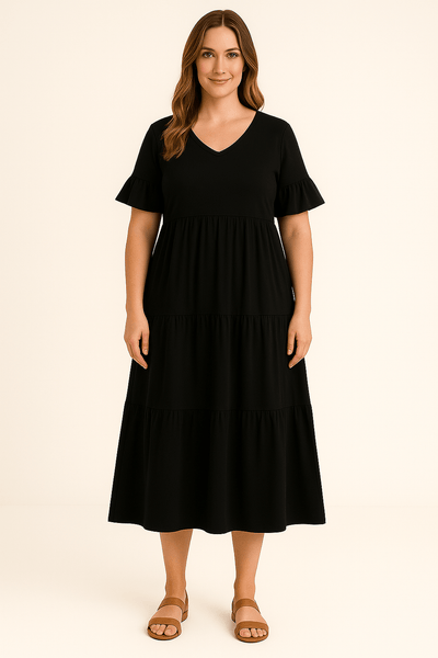 Sadie | Elegant V-Neck Tummy Covering Dress