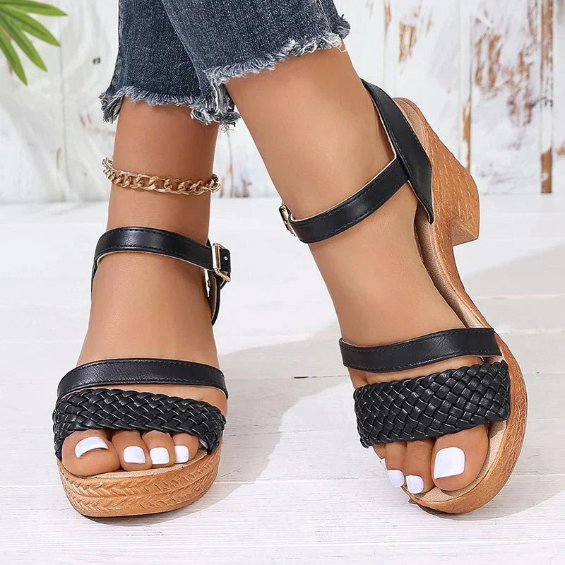 Maribelle | Woven Strap Wedge Sandals