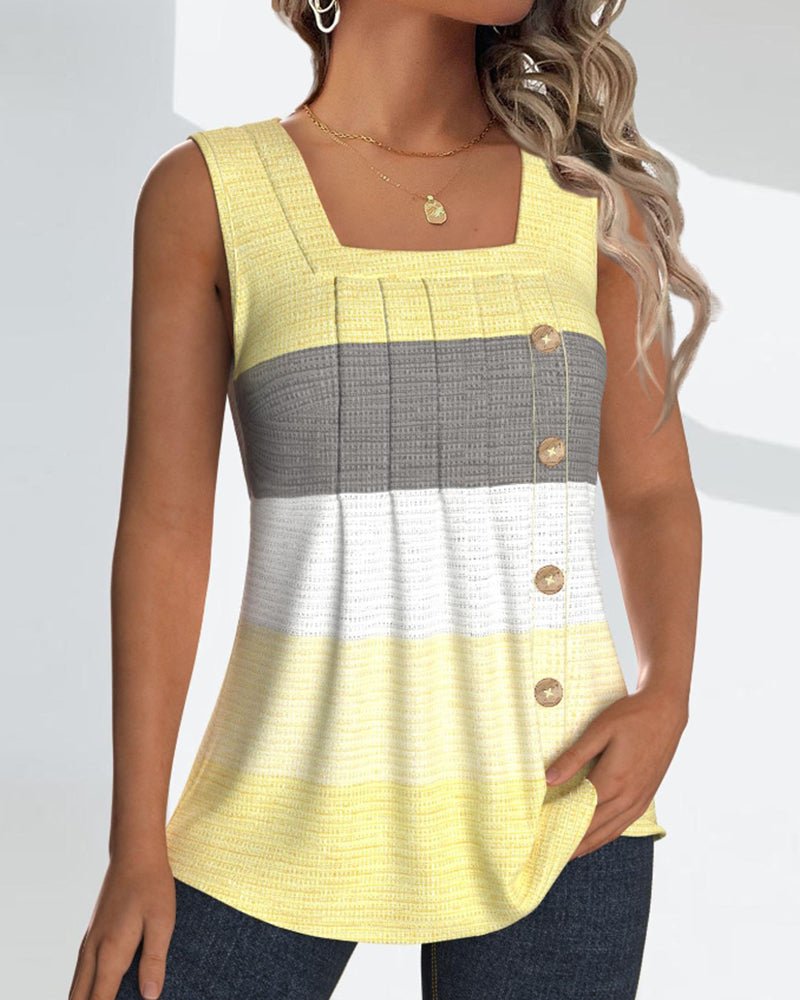 Sienna | Striped Pleated Tank Top